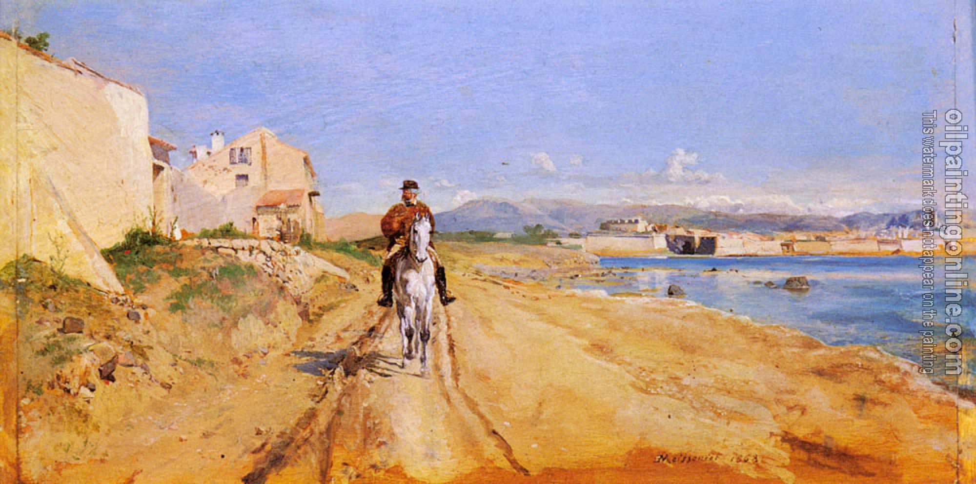 Meissonier, Jean-Louis Ernest - Self-Portrait Along The Route De La Salice, Antibes